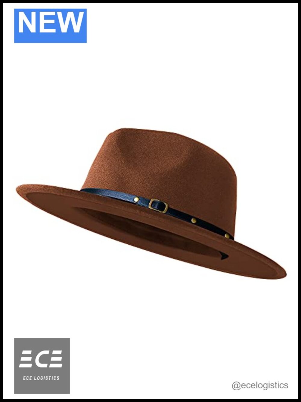 Wide Brim Felt Fedora Hat with Two Tone Design and Adjustable Drawstring